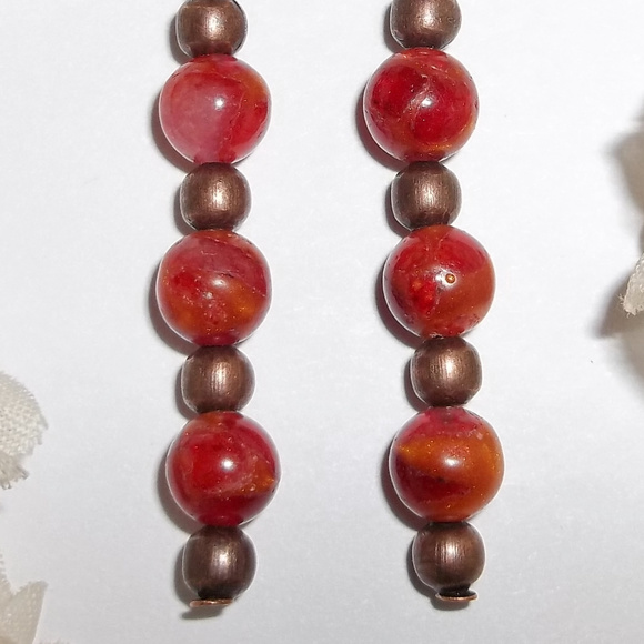 Red & Orange Boho Beaded Earrings Set Fashion Accessory Jewelry Pair NWT 5099 - Picture 7 of 8